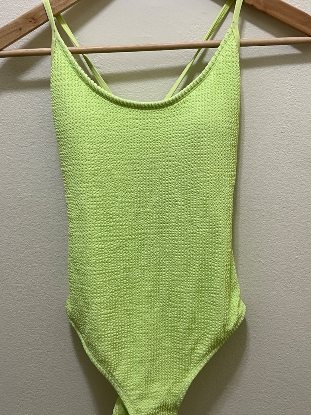 EIDONLIFE Lime green Waffle texture one-piece swimsuit S NWT